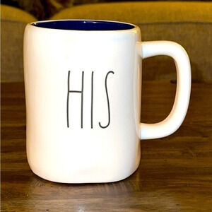 Rae Dunn Magenta Ceramic Coffee Tea Mug Cup HIS (Navy Interior)